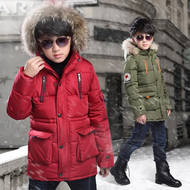 

2-14Yrs Children Clothing 2024 New Winter Long Down Jackets Teenager Boys Cotton-Padded Parka Coats Kids Thicken Warm Outerwear