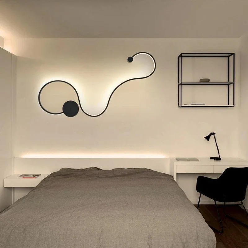 Wandlamp Post-Moderne Nordic Eenvoudige Creatieve Led-Verlichting Bed Woonkamer Decor Gang Trap Hal Lange Lijn Wandlamp