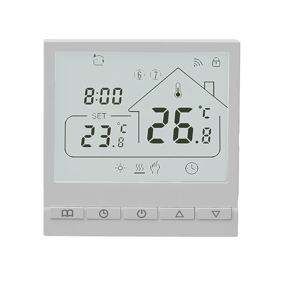 ترموستات موفر للطاقة للتحكم عن بعد في التدفئة 86 * 86 * 37 مم سخان أرضي قابل للبرمجة تكنولوجيا توفير الطاقة