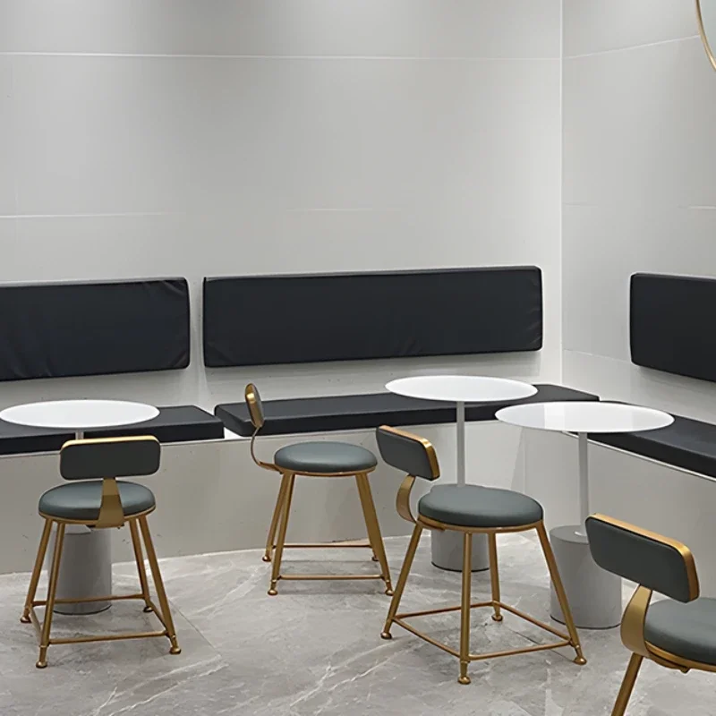 Round Dinning Coffee Table Black Center Living Room Side Small Table Concrete Restaurant Patio