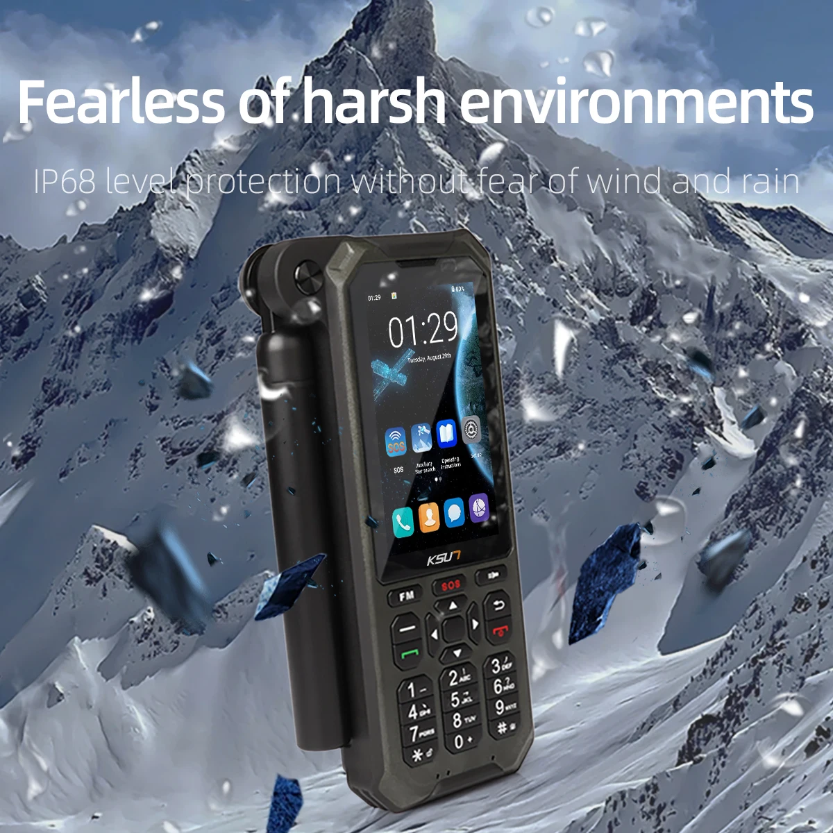 KSUT Satellite Walkie Talkie SOS IP68 impermeabile Beidou GPS GLONASS Galileo Posizionamento Satellitare Telefono cellulare per salvataggio sul campo