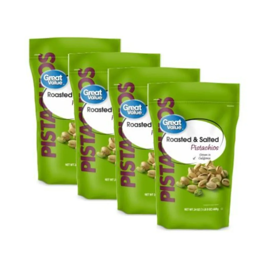 

4 pack Great Value Roasted Salted Pistachios 24 oz