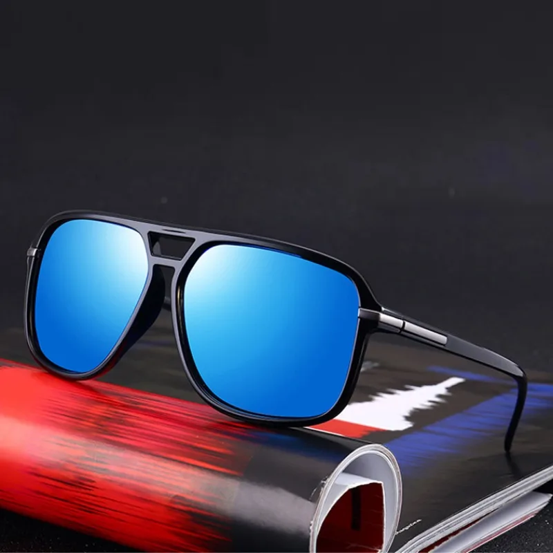 New Large Frame Square Sunglasses Men's Outdoor Driving Metal Sun Glasses Men Fishing Shading Fashion Eyewear UV400 Gafas De Sol