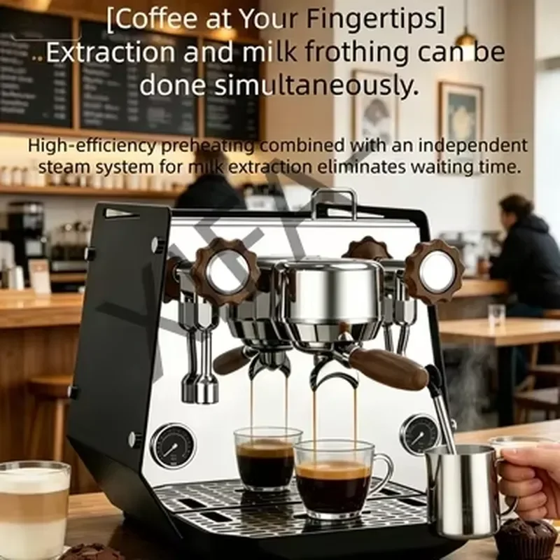 Semi Automatic Commercial Grade Espresso Machine 15 Bar Pressure Adjustable Pre Brew Stainless Steel Suitable For Western