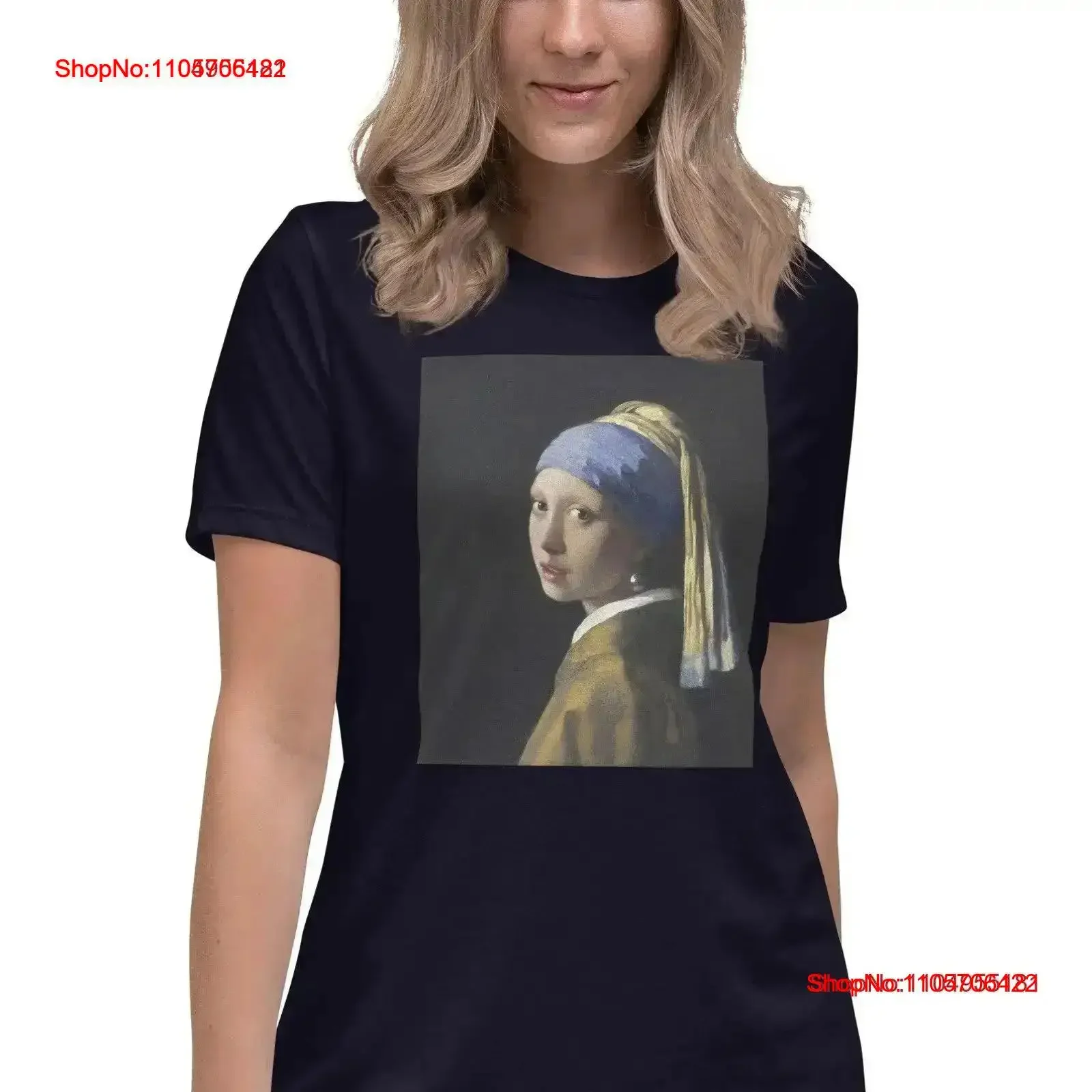 Johannes Vermeer Girl With A Pearl Earring Women's Relaxed T Shirt vintage Washed Comfortable Stretched graphic vintage Washed