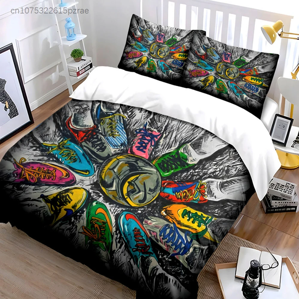 Colorful Soccer Cleats Set Multiple Sizes kid's And adults' Bedroom Exquisite 3PC Bedding set, Gift