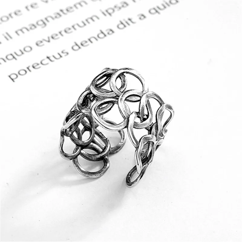 

925 Sterling Silver Adjustable Rings For Women Round Wide Luxury Fine Jewelry Aesthetic Vintage Wedding Jewellery Argent 925