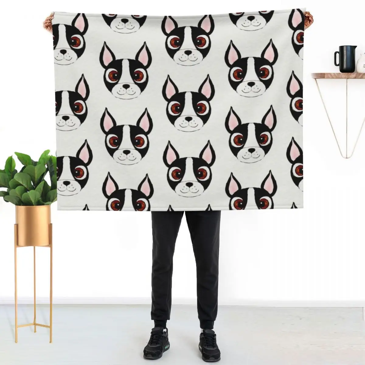 Boston Terrier Cartoon Throw Blanket Stuffeds blankets ands Single Hairys Soft Plush Plaid Camping Blankets