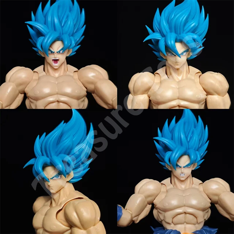 YT Studio Goku cabeza esculpida Dragon Ball Super Saiyan Dios Son Goku cabeza azul accesorios alas de Ángel Anime figuras de acción juguete para regalo