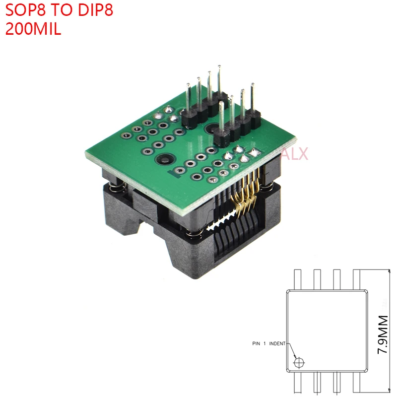 2PCS SOP8 TO DIP8 ez programmer adapter socket 200MIL 208MIL SOCKET CONVERTER MODULE test chip IC W25Q32 W25Q64 MX25L EEPROM