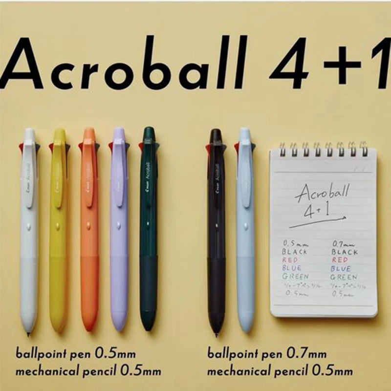 Japan Pilot Acroball 4+1 Ballpoint Pen Mechanical Pencil Multicolor Smooth Oil-based Module Pens Multifunction School Supplies