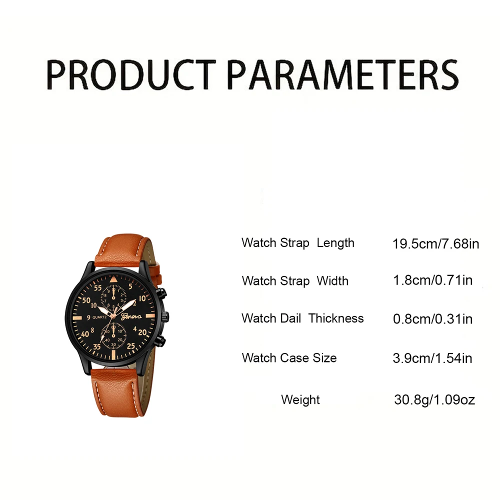 2024 Fashion Mens Sports Watches Man Business Quartz Wristwatch Luxury Brown Leather Bracelet Men Casual Luminous Clock Watch