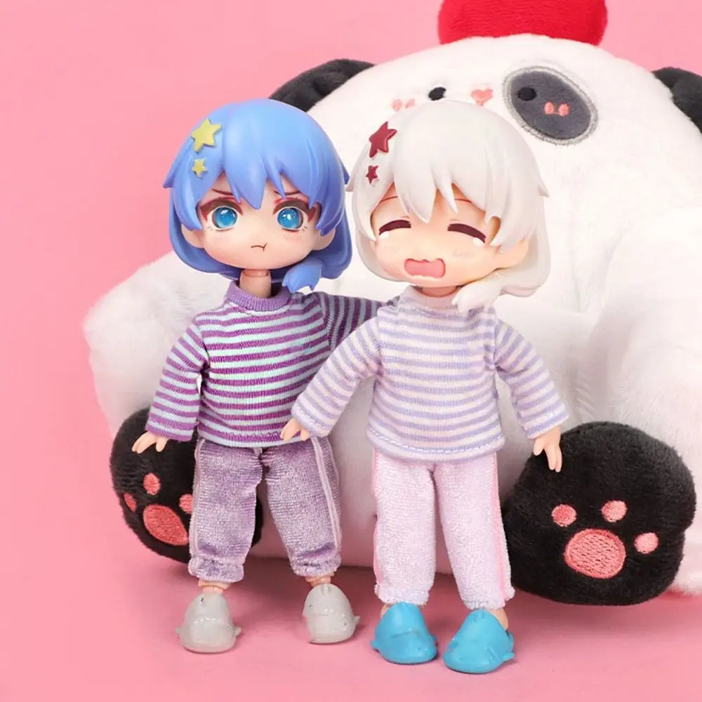 Handgemachte Puppe lose Streifen Kleidung Freizeitkleidung Mode Sport Hosen 9 Stile Puppe T-Shirt für 1/11 OB11 Puppen/für 1/12 BJD Puppen