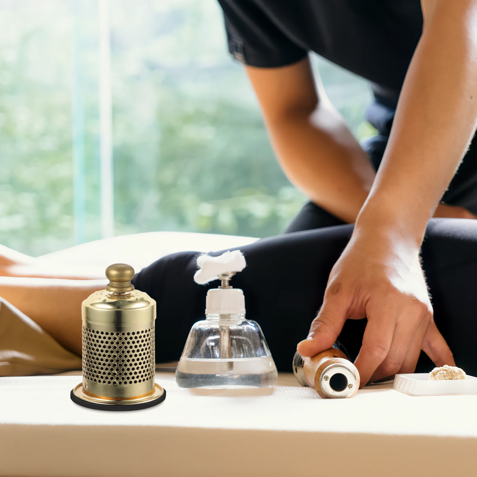 

Portable Moxa Box with Magnetic Therapy Smokeless Moxibustion Burner Cup Copper Moxa Stick Holder Massager Healing Tool