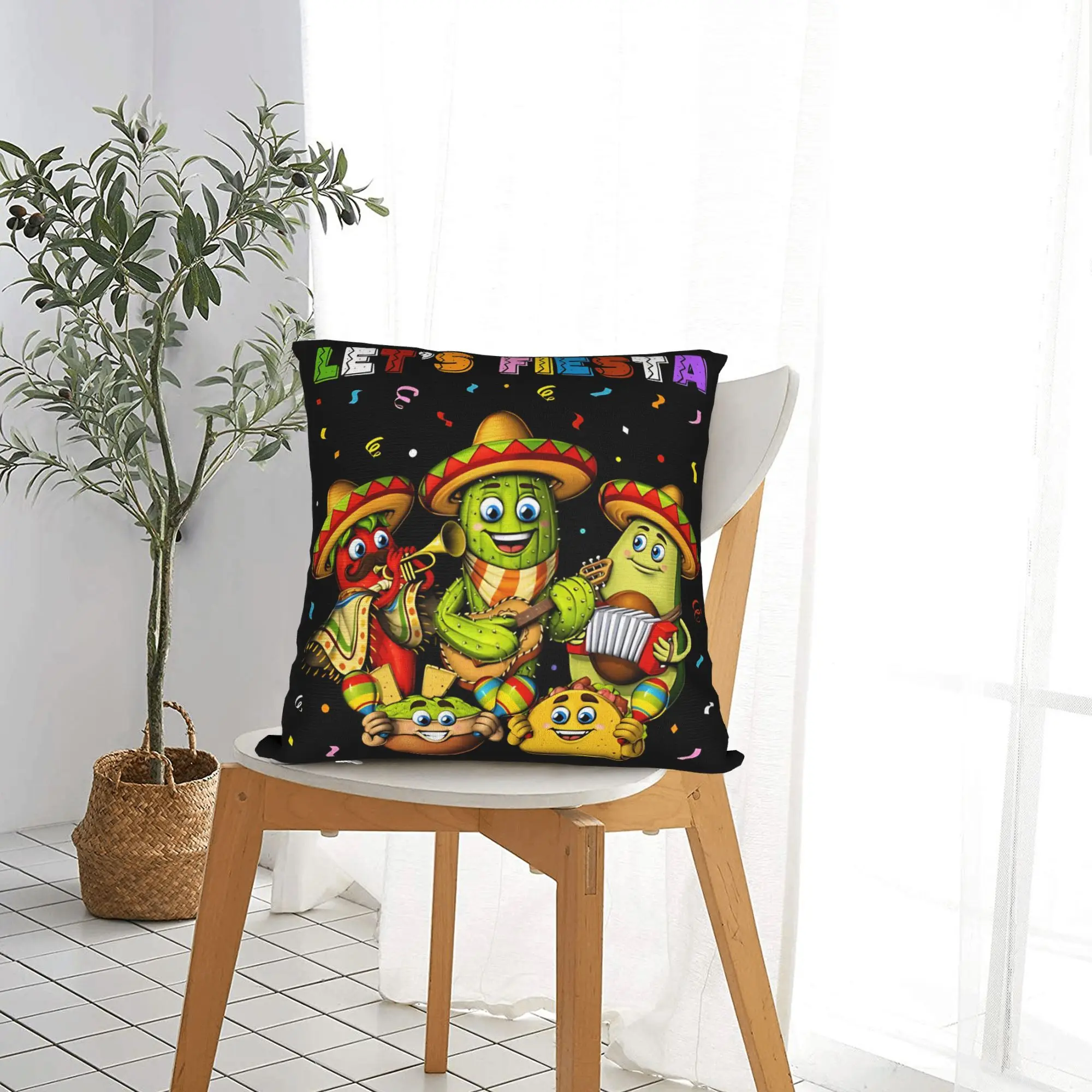 Let's Shift Party Fiesta Pillowcases Mexican Amigo Cinco De Mayo Kawaii Pillow Case For Couch Sofa Bedroom Print Pillow Cover