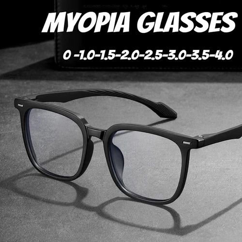Imagen 1 del producto Gafas de miopía de gran tamaño a la moda para mujeres y hombres, gafas cuadradas con montura grande para miopía, gafas transparentes con estilo a la moda de 0 a 4,0