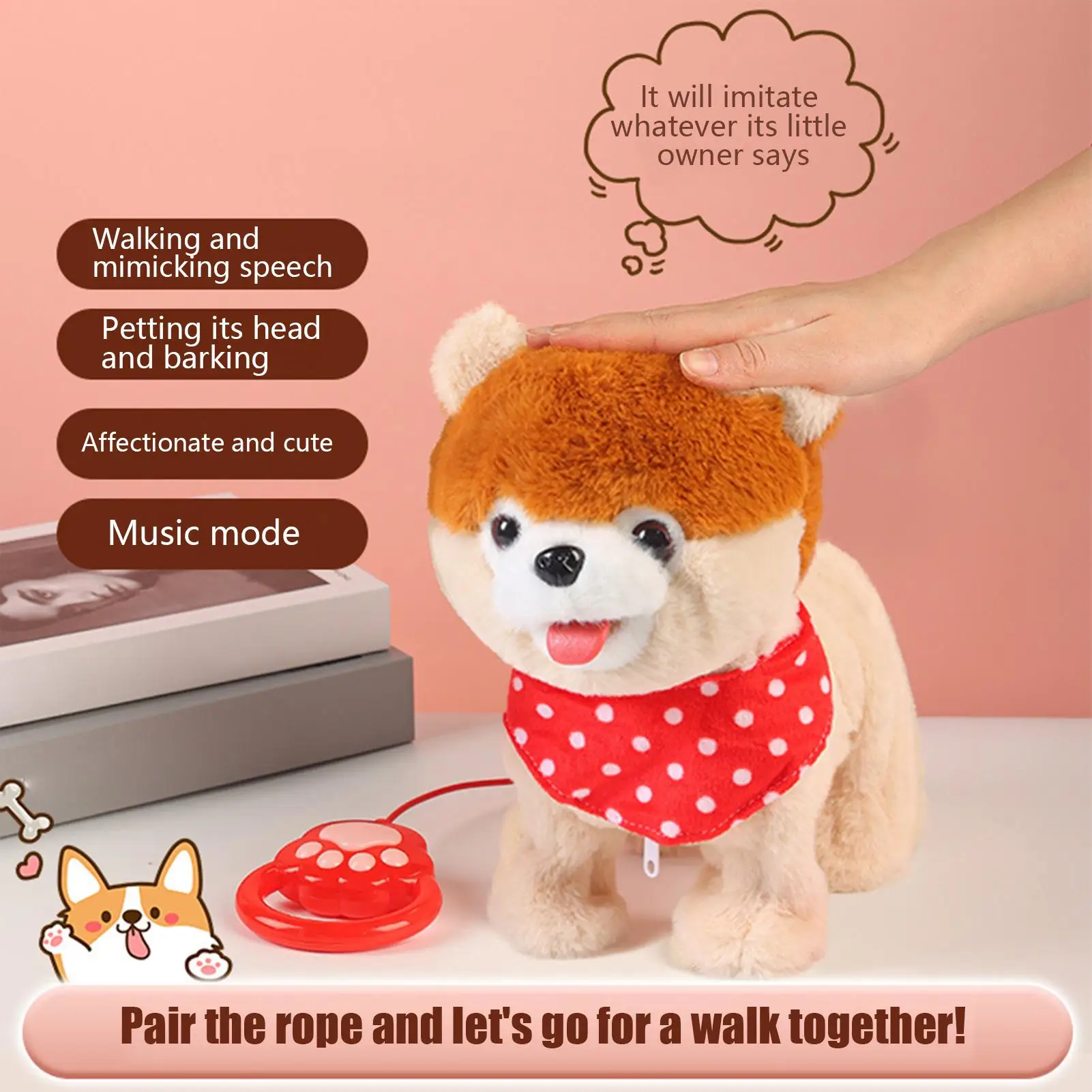 전기 플러시 강아지 꼬리 흔드는 노래하는 동반자 동물 인터랙티브 전자 애완동물 플러시 장난감 어린이용