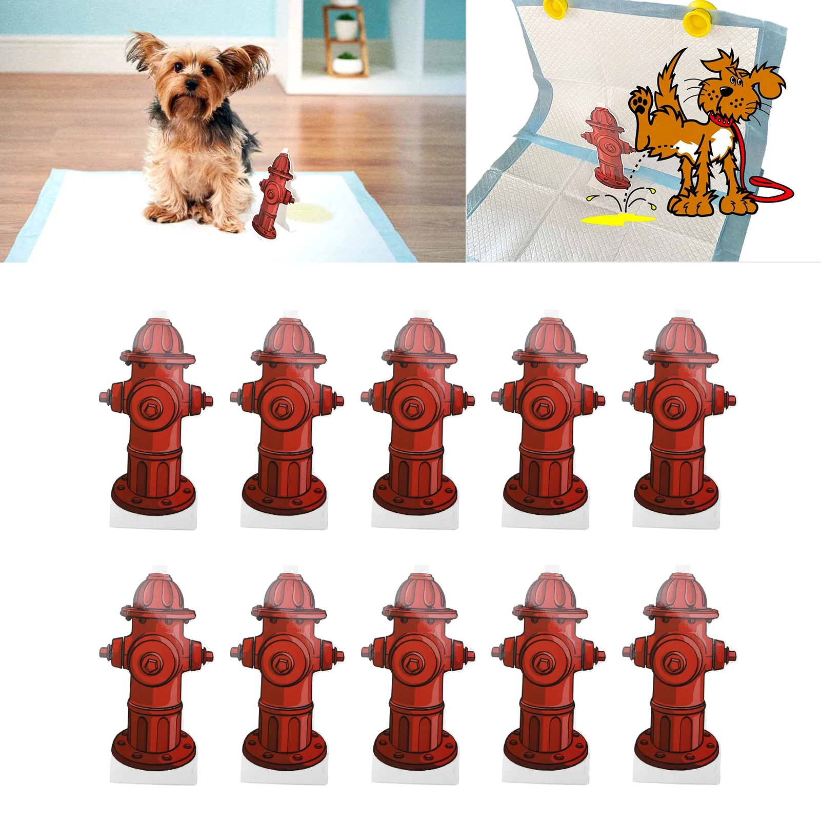 10pcs Dog Pee Pad Trainer Paper Fire Hydrant Shaped Pet Diaper Pad Guide for Puppy Dog,Pee,Pad,Trainer§Dog,Diaper,Pad,Guide