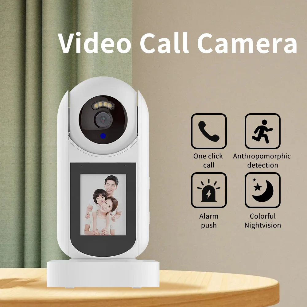 

Pripaso Video intercom Camera 1080P HD Rotate Smart Camera 2.4 Inch IPS Screen Intelligent WiFi Video Call Camera Baby Monitor