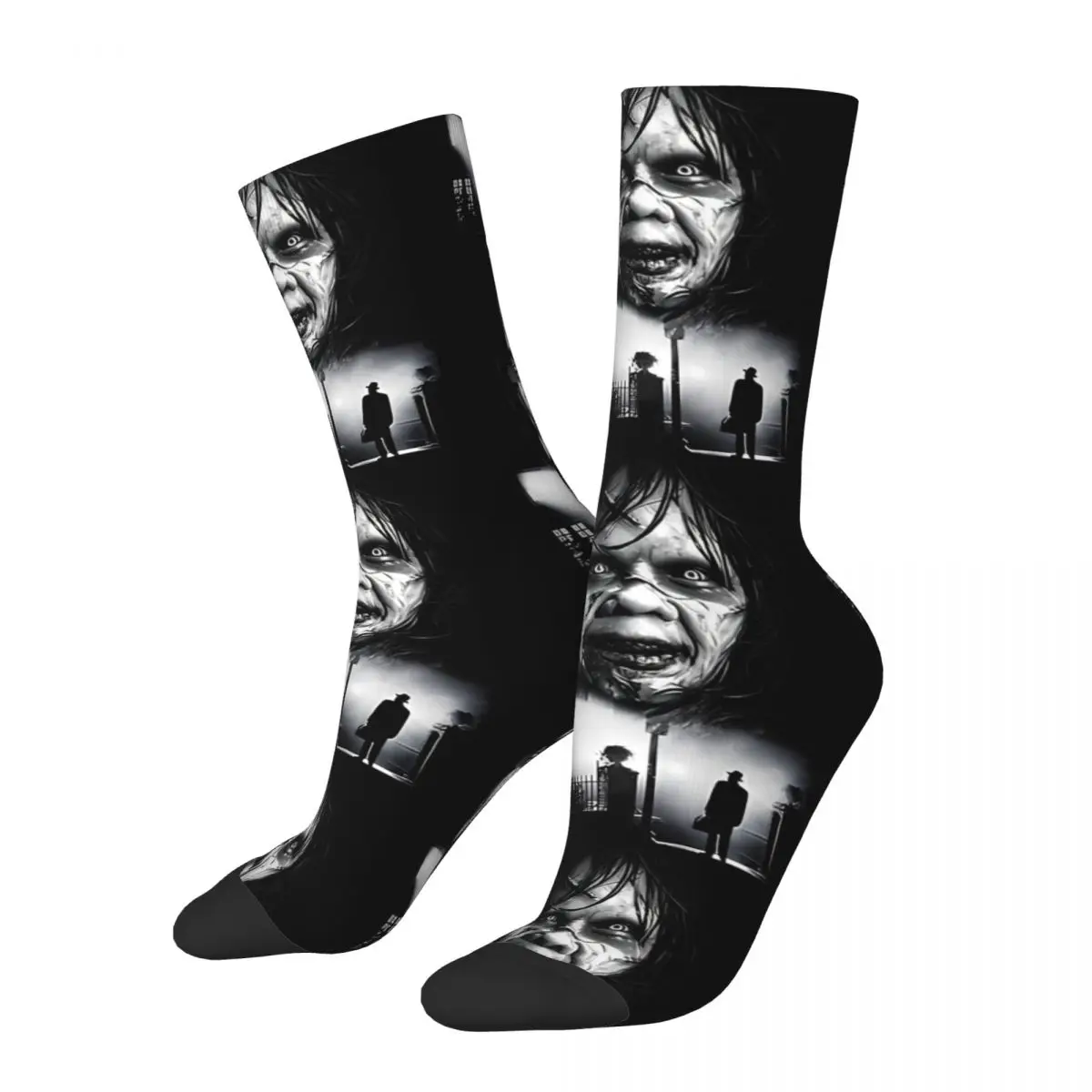 Calcetines Retro con estampado de película de terror para hombre, Medias sin costuras de The Exorcist, Harajuku, Crazy Crew, Unisex, ideal para regalo