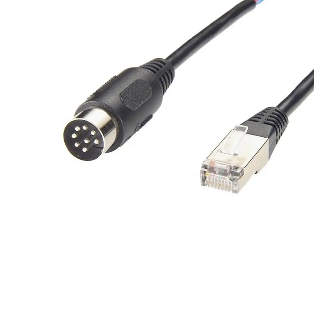 2M Profibus Cable, DIN 8-Pin Male to RJ45 Plug, 350MHz CAT5e for Industrial Automation, PLC Controller, Network Device