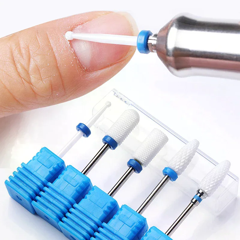 5 pz/set punte da trapano per unghie in ceramica per trapano elettrico strumenti per manicure pedicure lucidatrice per unghie accessori attrezzature