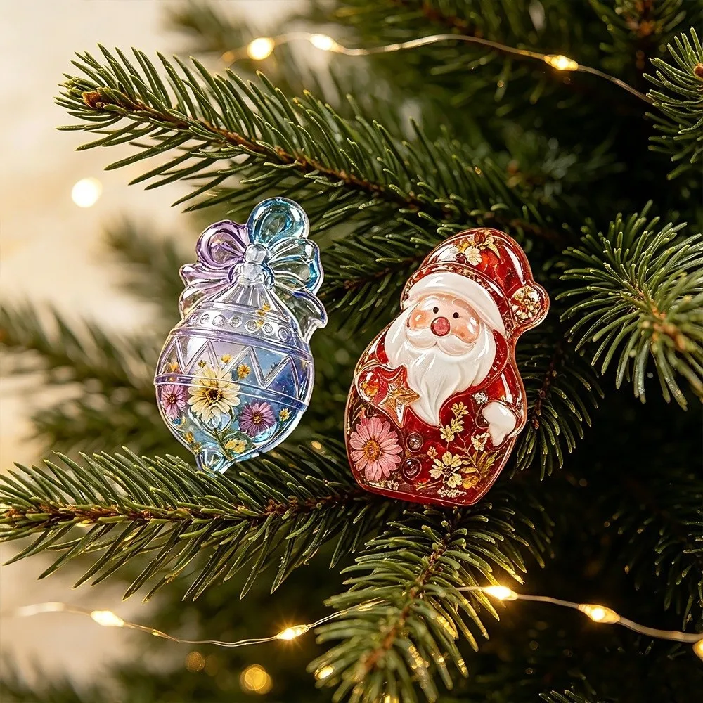 DIY Christmas Mini Mold Silicone Multi-purpose Plaster Wax Epoxy Resin Mold Non-stick Heat-resistant Xmas Ornament Mold