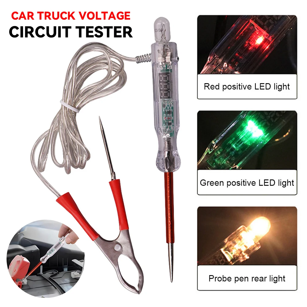 6V/12V/24V Automotive Circuit Tester Auto Light Probe Pen Dual-color LED Light Electric Light Test Pen Auto Circuit Repair Tools