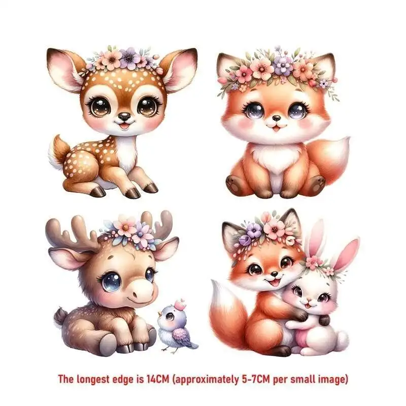 14 سنتيمتر دعوى أزهار لطيفة الحيوان الثعلب الحديد على نقل الحرارة ملصق للملابس Pinted الفينيل الحراري يزين قابل للغسل تي شيرت مائي