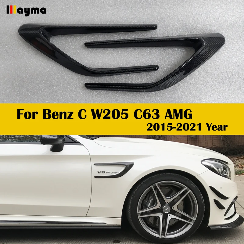 

Carbon Fiber Forged Racing Side Fender Vents Scoops For Benz C Class W205 C63 AMG C63s Sedan C205 Coupe 2015 - 2021 Car Styling