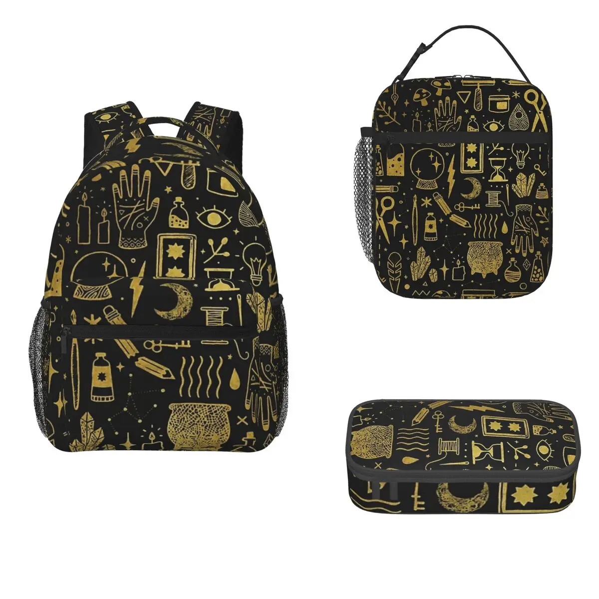 

Curiosities Bone Skull Backpacks Boys Girls Bookbag Children School Bags Cartoon Kids Rucksack Lunch Bag Pen Bag Three-Piece Set