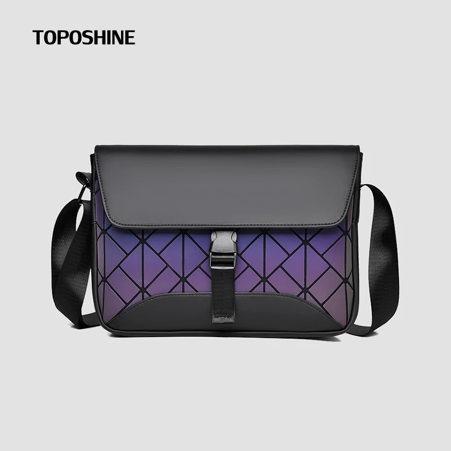 Toposhine Dazzling Colors Grid Flap Men Bags Coated Waterproof Oxford Fabric Men Shoulder Bag 7.9 Inch iPad Small Messenger Bags