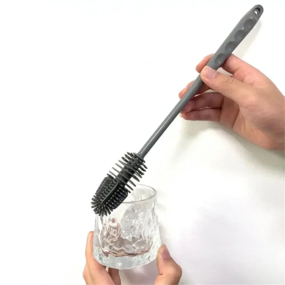 1PCS Long-handled Silicone Cup Brush Bottle Milk Bottle Brush Cup Scrubber Glass Cleaner No Dead-end Cleaning Brush Accessories