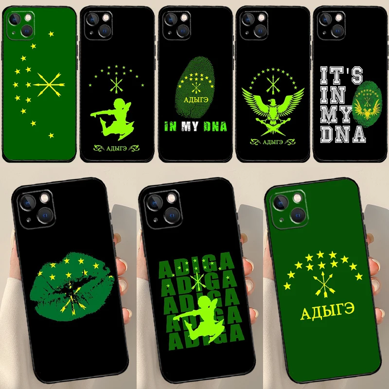 Adygea Circassian Flag Case For iPhone 16 13 12 11 14 15 Pro Max Plus X XR XS Max 12 Mini Cover Coque