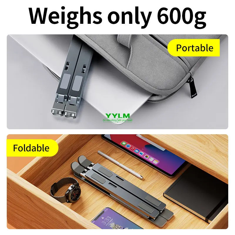 YYLM NEW N8 Adjustable Laptop Stand Aluminum for Macbook Tablet Notebook Stand Table Cooling Pad Foldable Laptop Holder  A