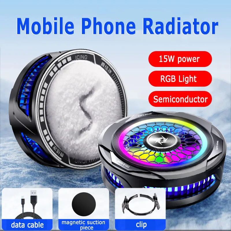 

Phone Cooler Magnetic/Back Clip Radiator RGB Light heat sink Portable Cooling Fan Game Cooler for IOS Android tablet universal