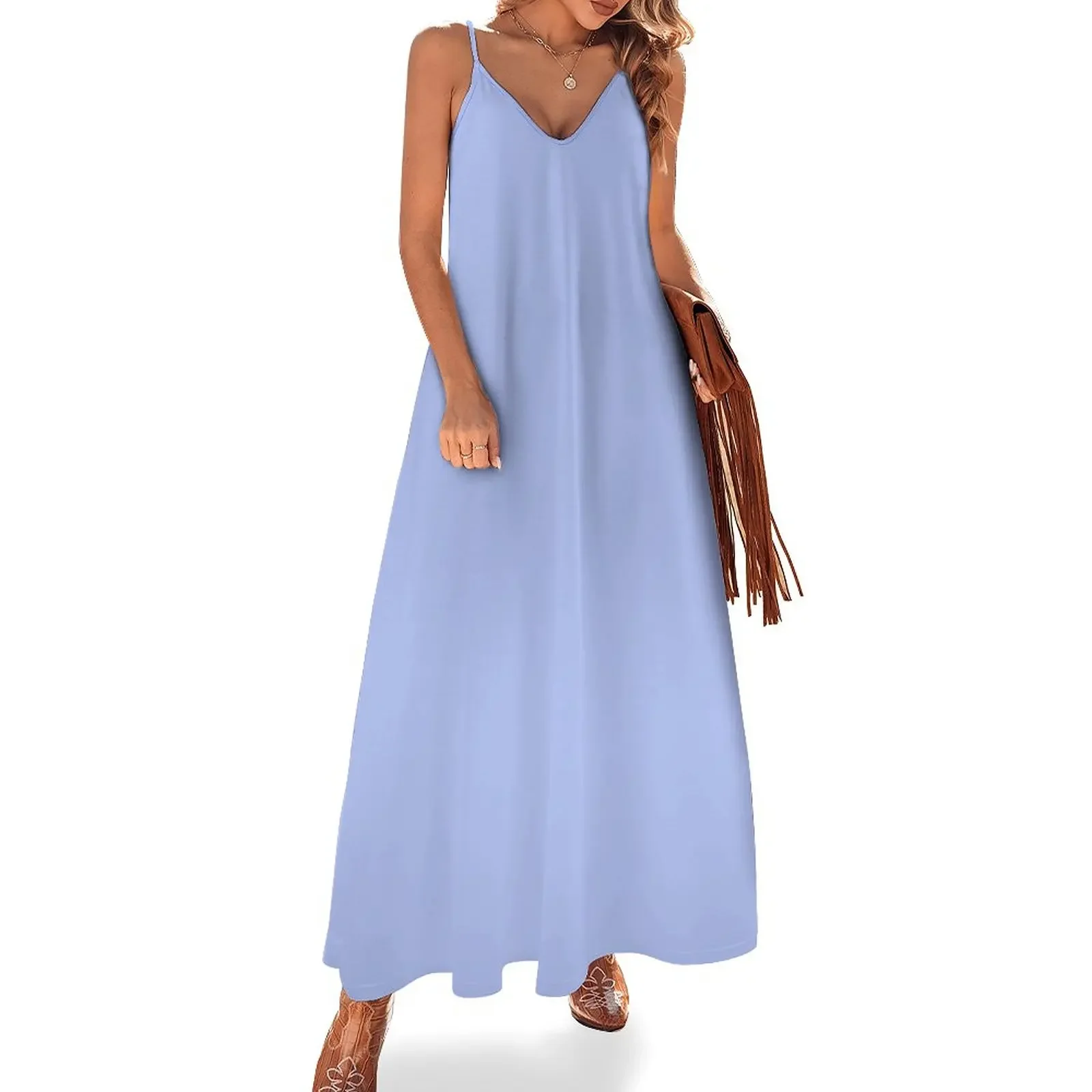 

Solid Periwinkle Blue Sleeveless Dress summer dress womans clothing Bride dresses