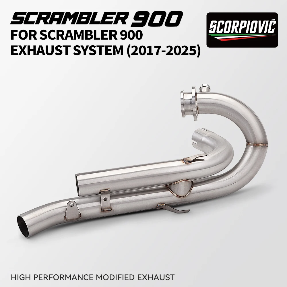 For the 2017-2025 model year SCRAMBLER 900 motorcycle stainless steel front end (Connect to the original factory) exhaust system