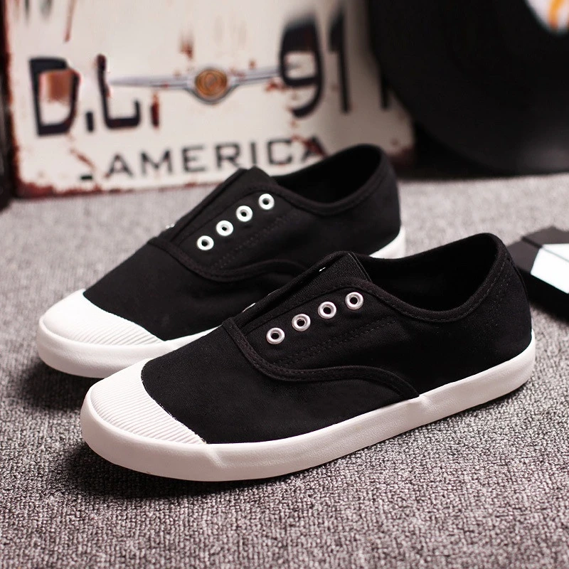 Classic Men Canvas Shoes Fashion Slip on Men\'s Vulcanized Shoes Flat Casual Shoes Male Sneakers Summer Breathable Cloth Footwear