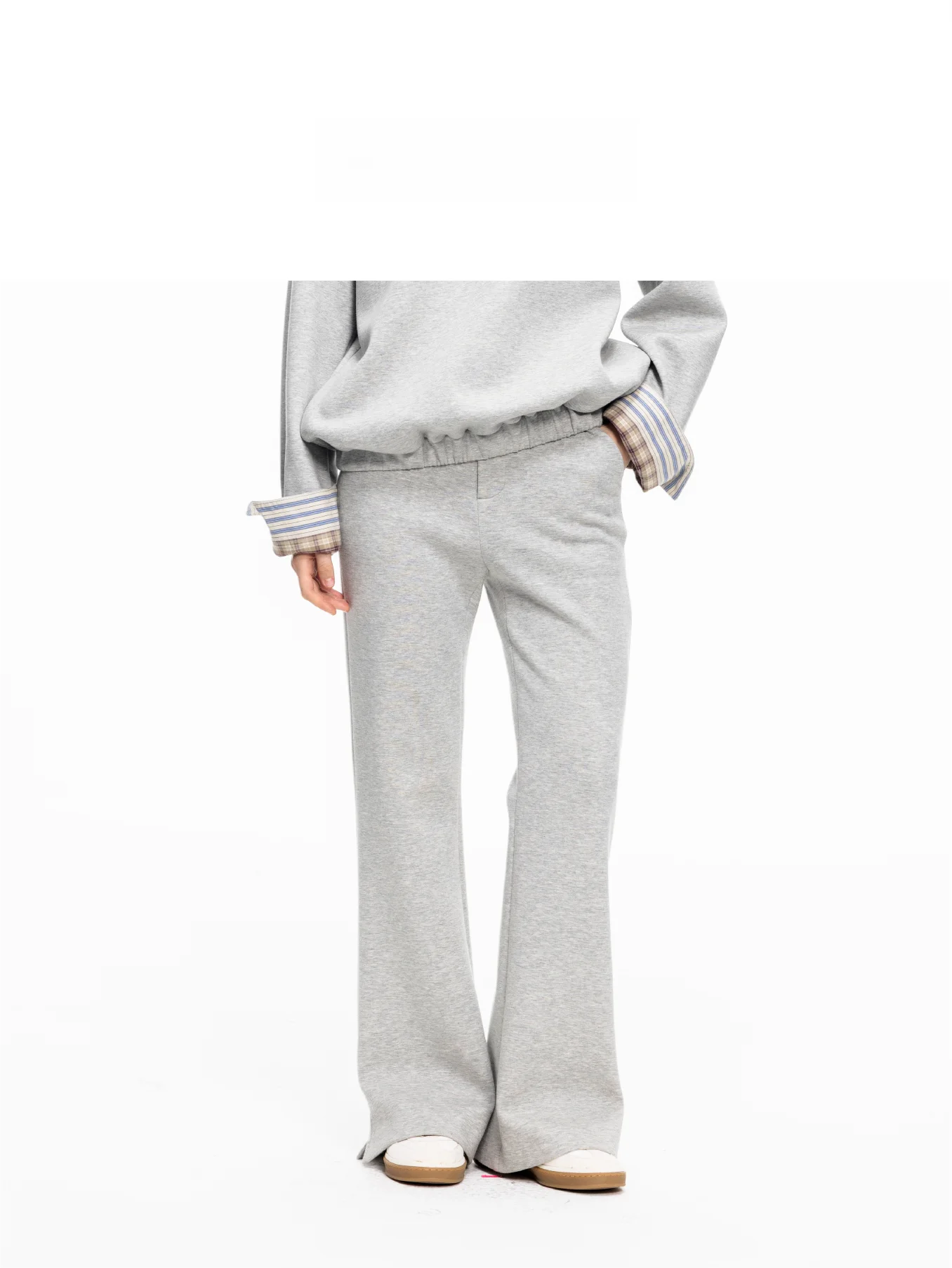 

LIHAN Autumn Winter ey Knitted Casual Pants Women's Design Sensation Office Wear l Waist Zipper Closure Casual Trou...