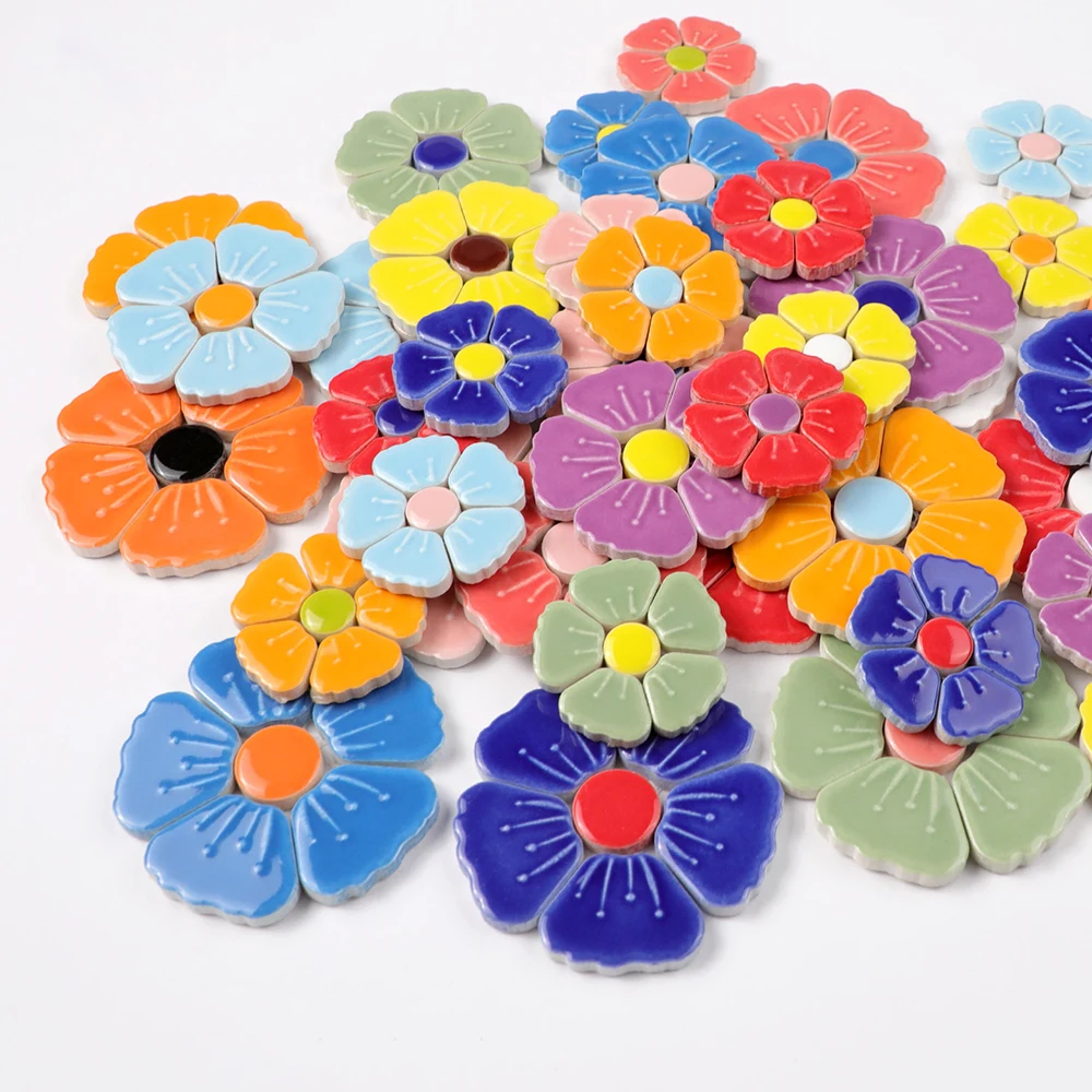 花柄セラミックモザイクタイル、桜の花びらの形をしたDIYクラ - Ceramic Tile Blank のレビューと価格