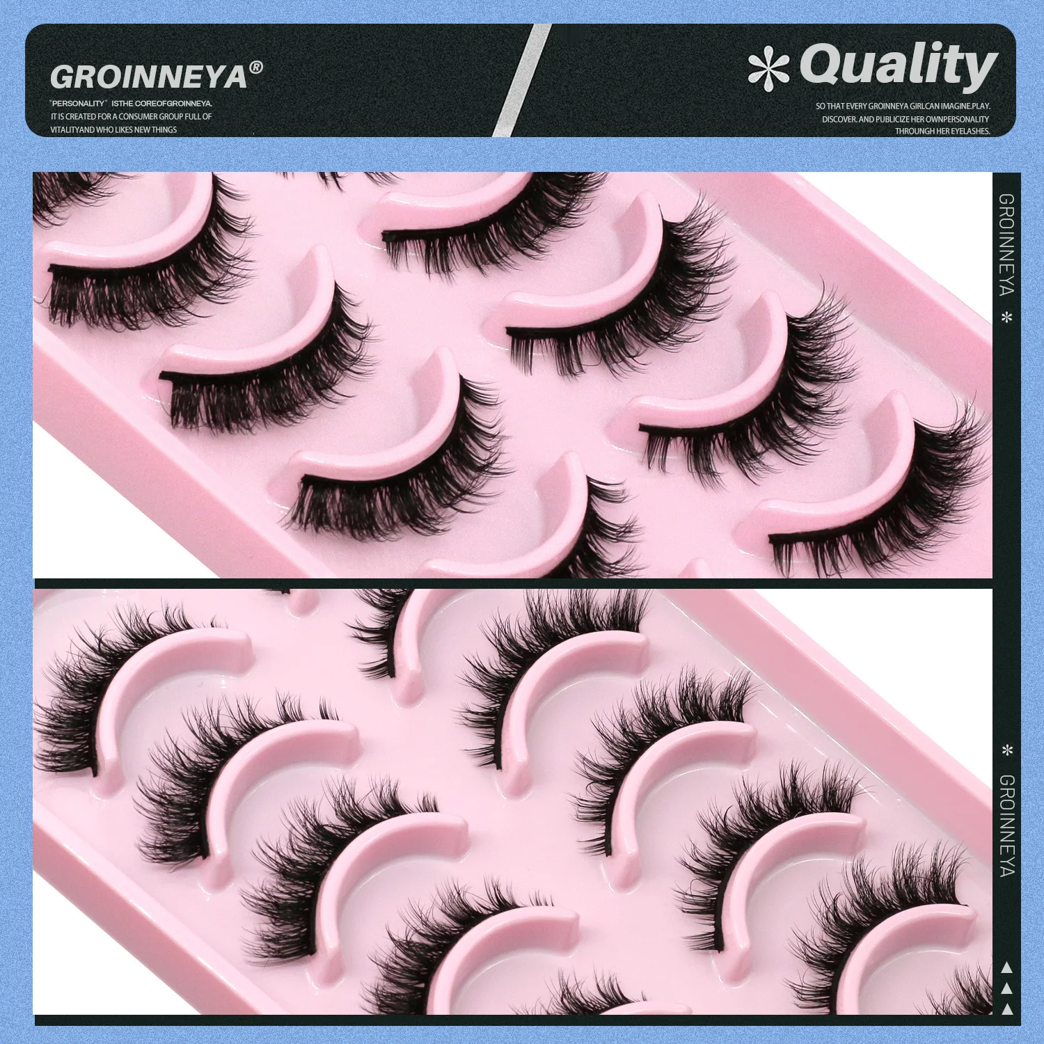 Lasvirey رقيق الرموش القط رموش قصيرة سميكة كامل قطاع جلدة لينة Wispy الطبيعية طويلة حليقة ثلاثية الأبعاد فو المنك جلدة ماكياج #6