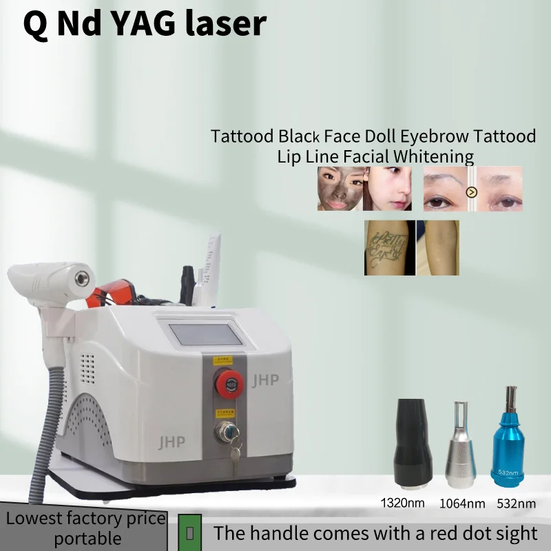 Mini tatuagem portátil remoção Laser dispositivo, branqueamento rosto, Q comutado, Nd Yag, 1064 532nm, casca de carbono, nova tecnologia