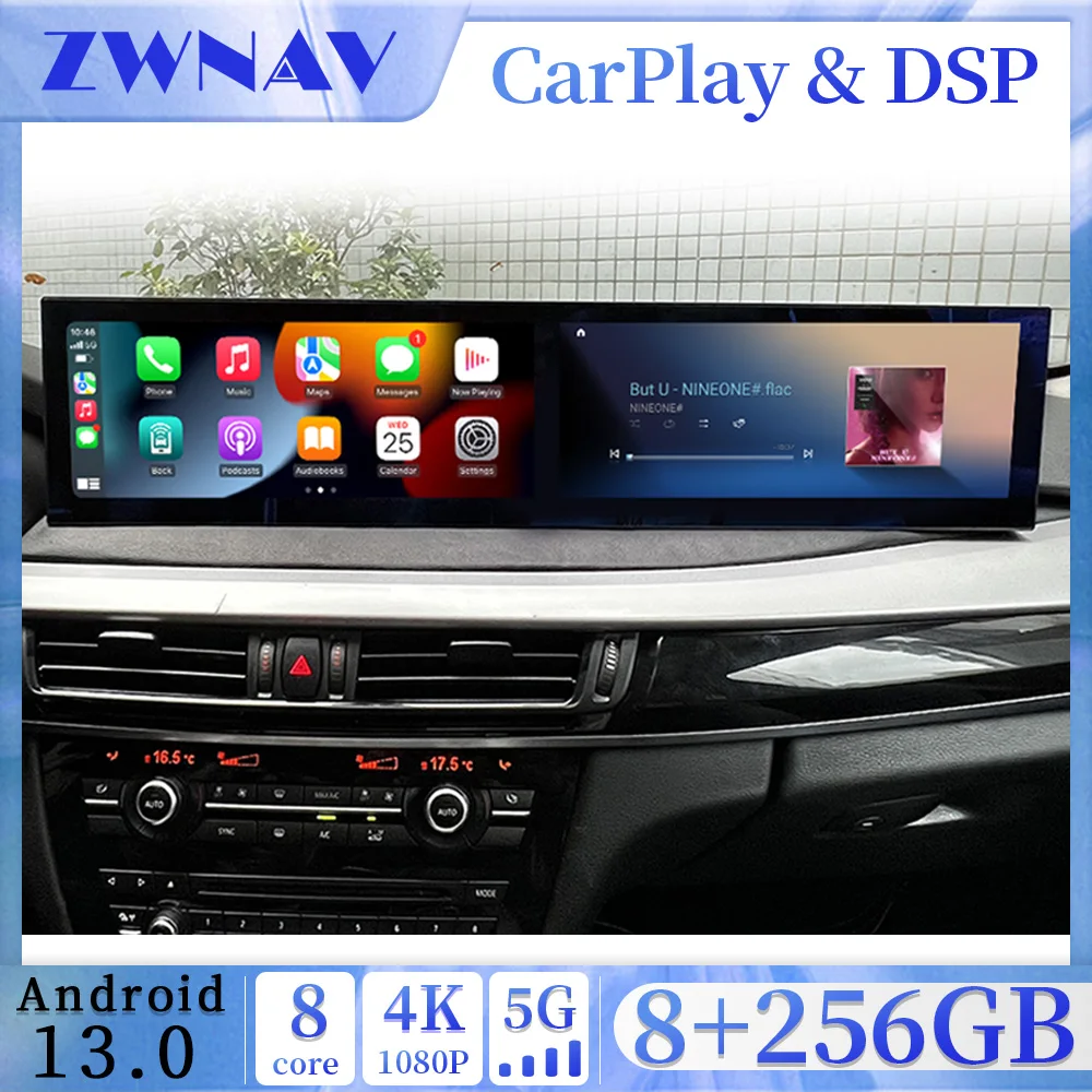

8+256GB Android 13 QLED display 12.3" Dual Screen For BMW X5 X6 2013-2017 GPS Navigation multimedia Radio Stereo Unit Carplay