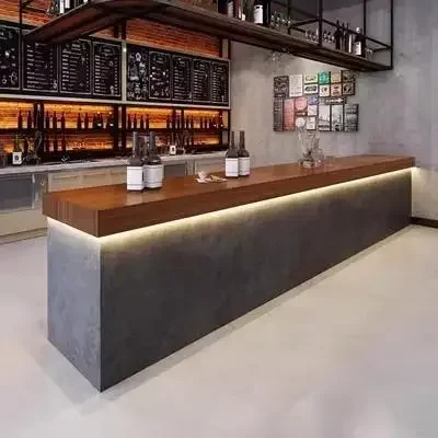 Industrial style bar bar restaurant cashier bar cafe front desk arc corner reception counter