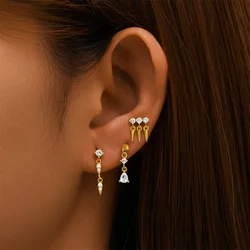 ROXI 925 Sterling Silver 1PC White Zircon cone/Water droplets Tassel Stud Earrings For Women Daily Wear piercing Earring Jewelry