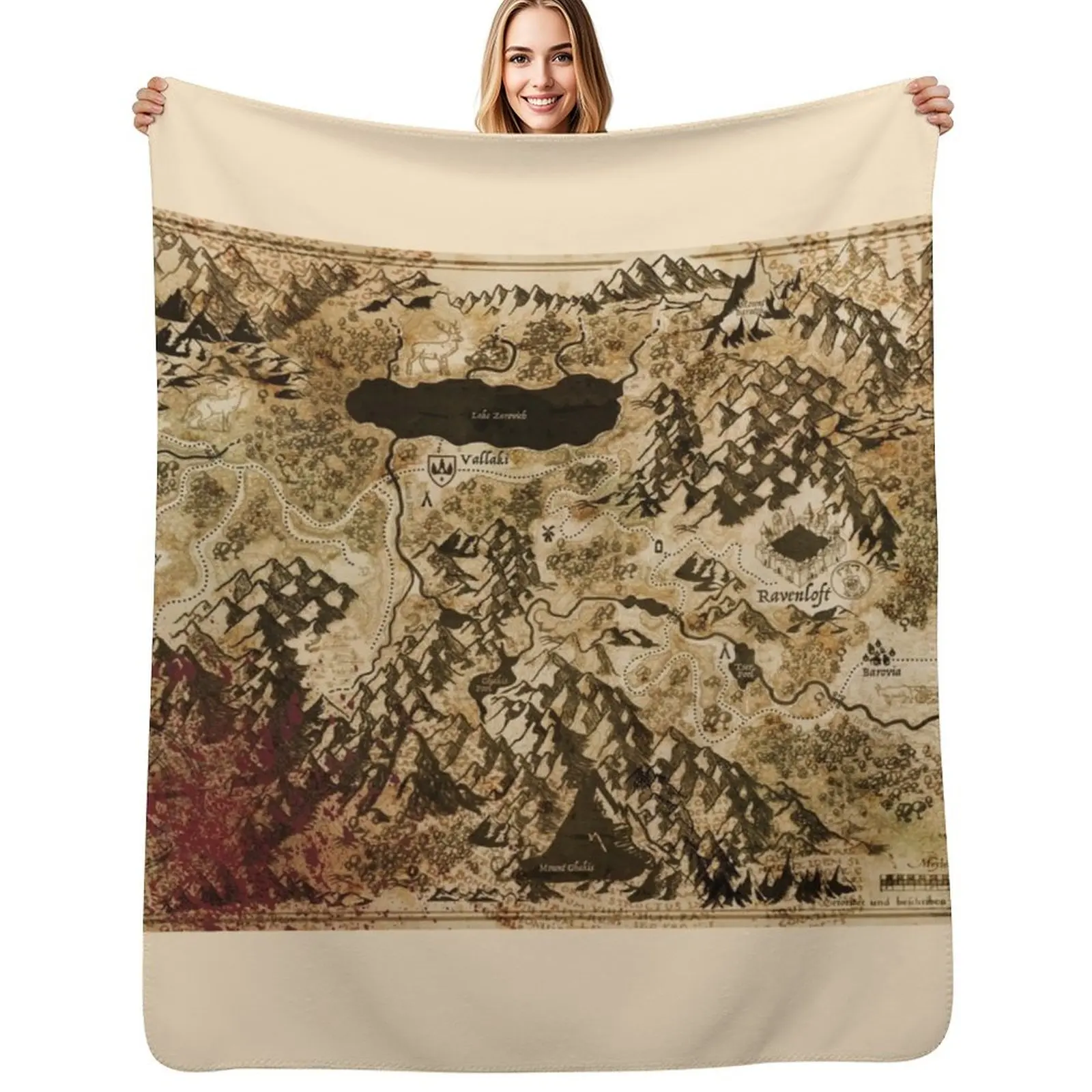 Dr. Rudolf Van Richten's Annotated Map Of Barovia Throw Blanket for sofa Flannels Quilt Beautifuls Beach wednesday Blankets