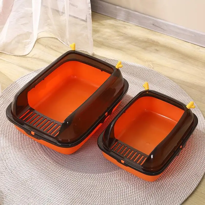 

Cat Litter Box Extra Large Cat Toilet Pet Cleaning Semi-enclosed High Enclosed Outer Fence Splash-proof Removable Cat Poop