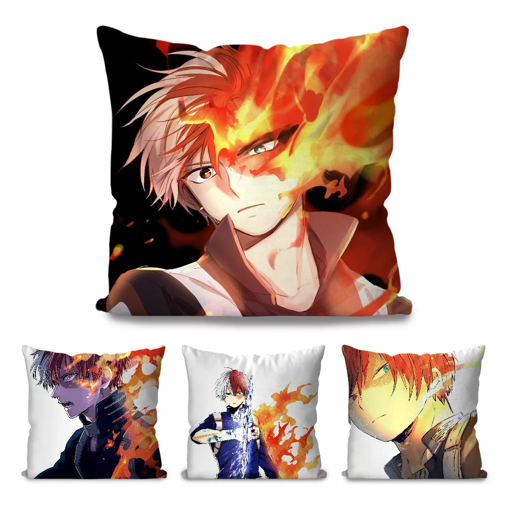 

Todoroki Shouto Pillow Case Cartoon Sofa Decorative Home Double-sided Printing Short Plush Cute Cushion Cover