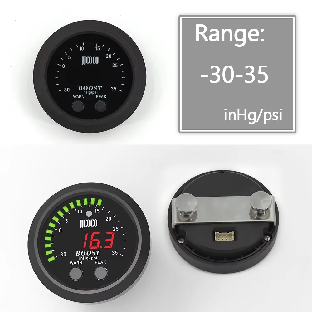 Uviversal 52mm Digital -30in/Hg-35psi Electronic Turbo Boost Gauge Ultra-Thin Turbo Boost Meter Vacuum Gauge 12v 24v